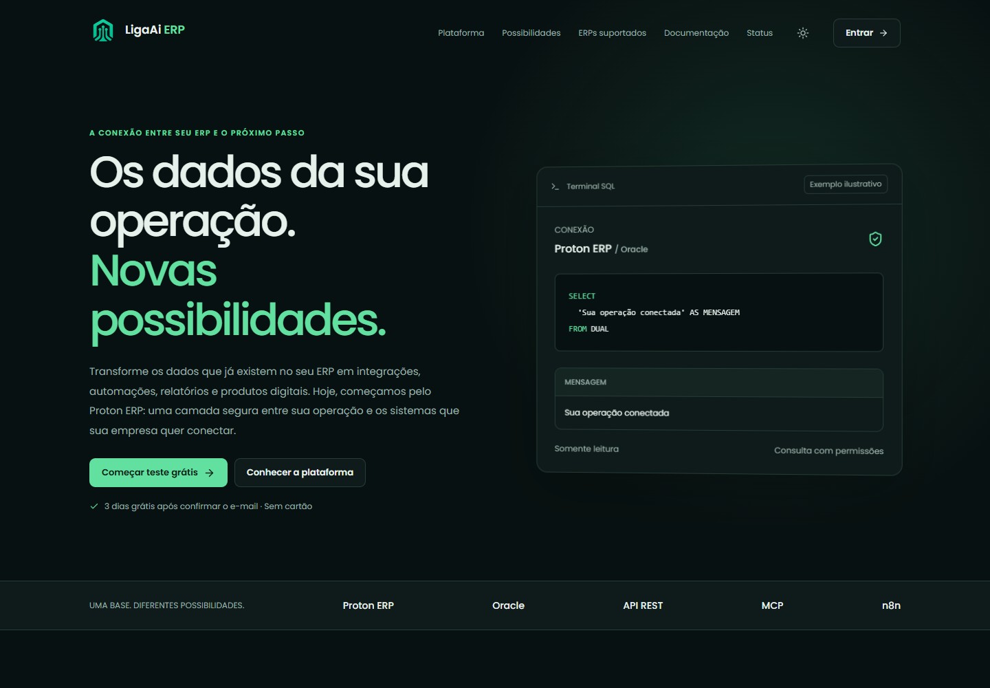 Página inicial do LigaAI ERP